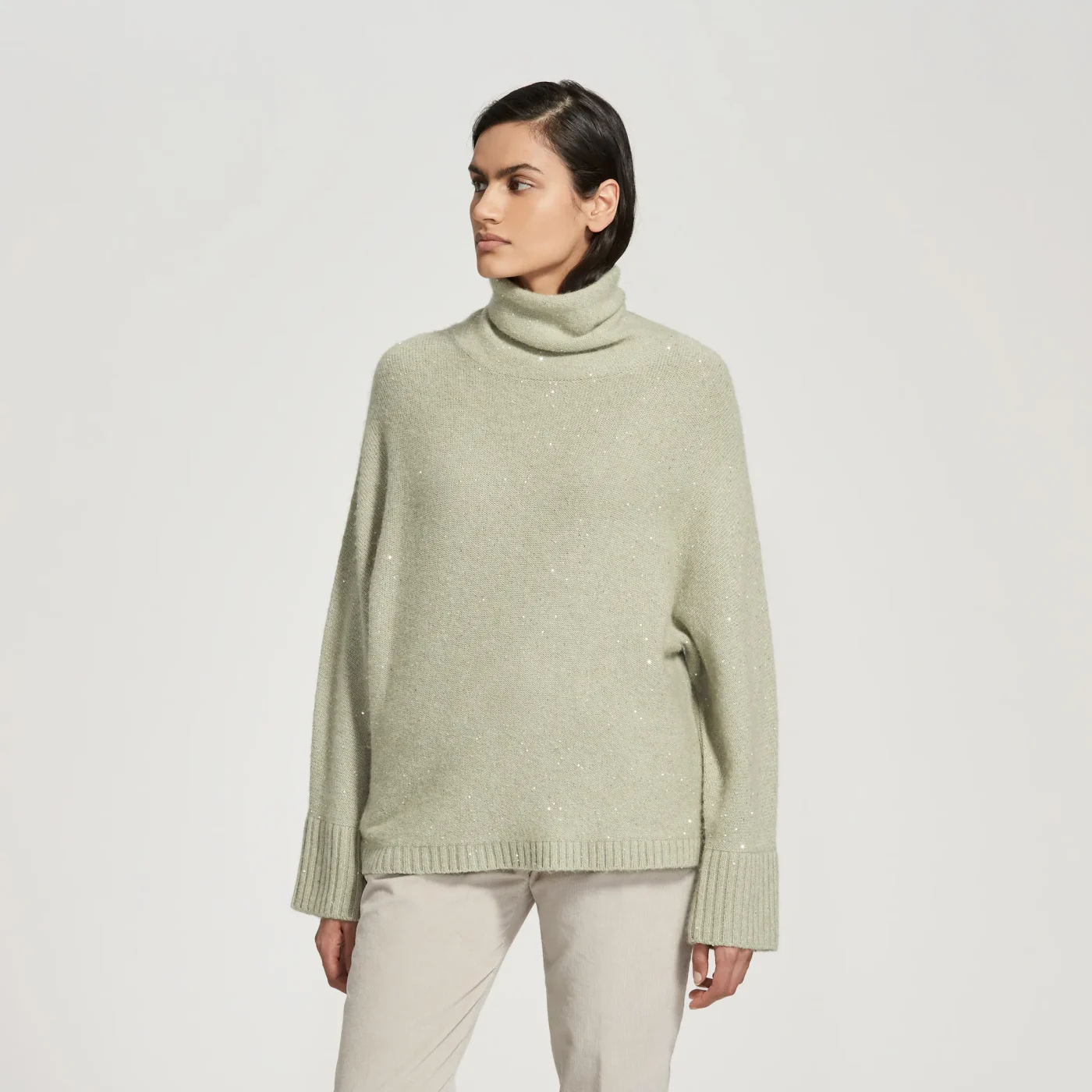 Sweater with sequins, pistachio - Image 3