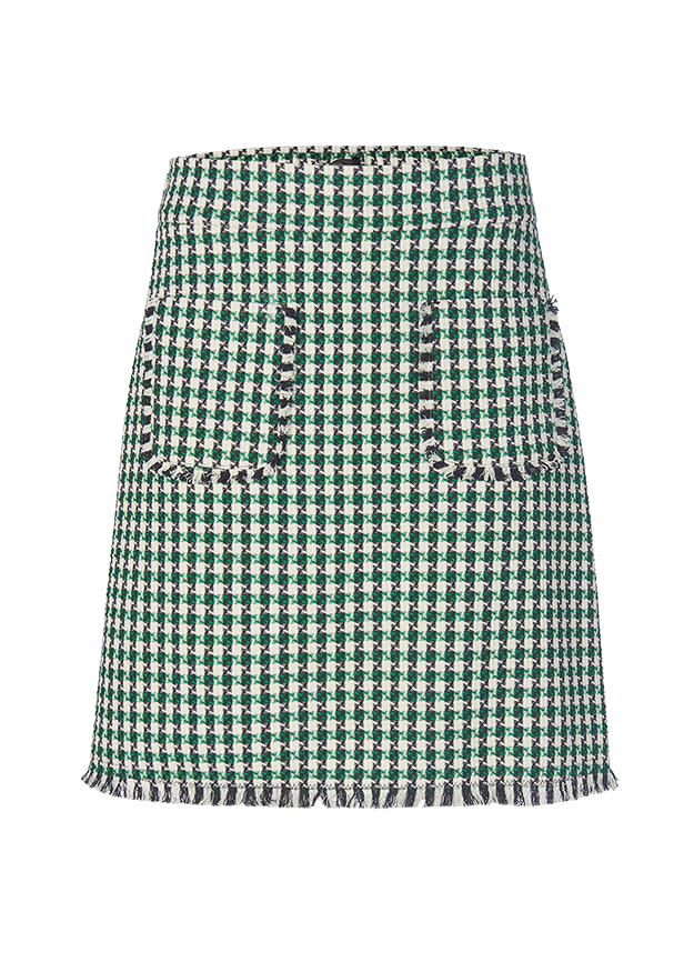Emerald Mini Skirt with Check Pattern – L'Essentiel par MF