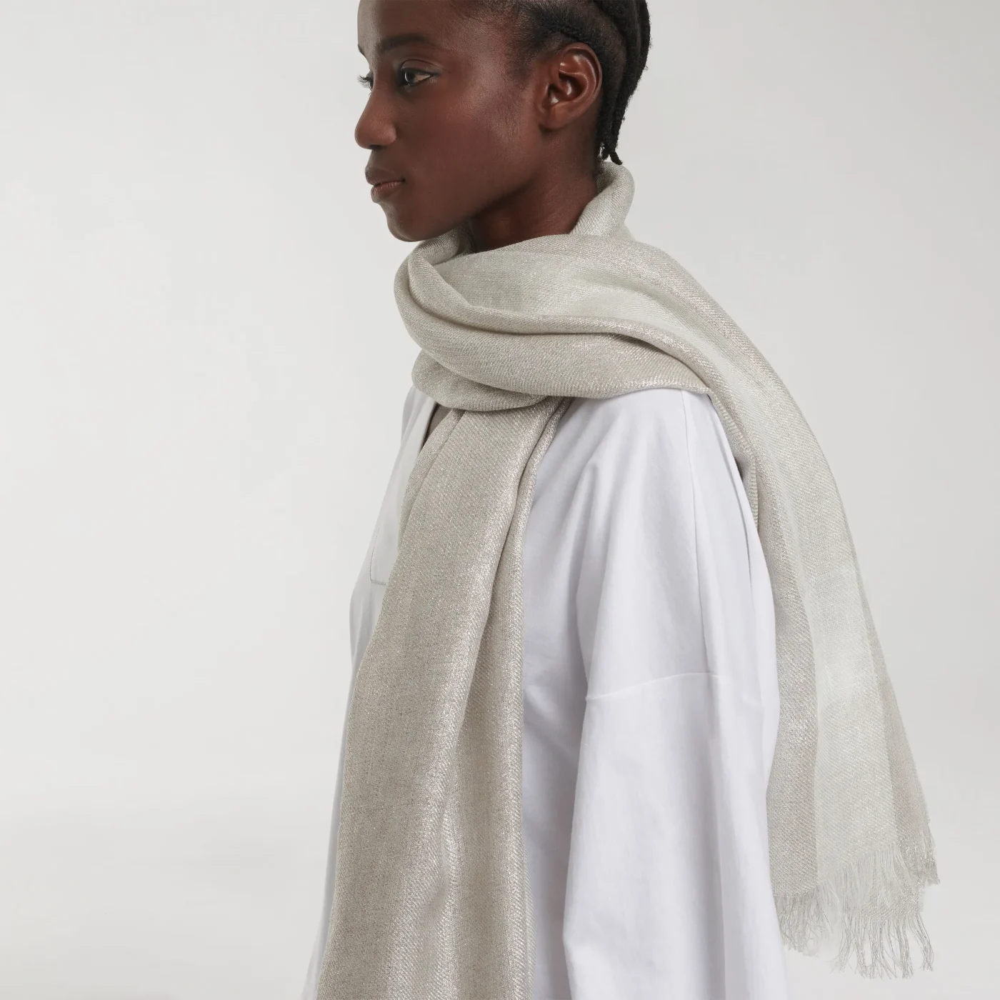 Écharpe en lurex blanche et argent