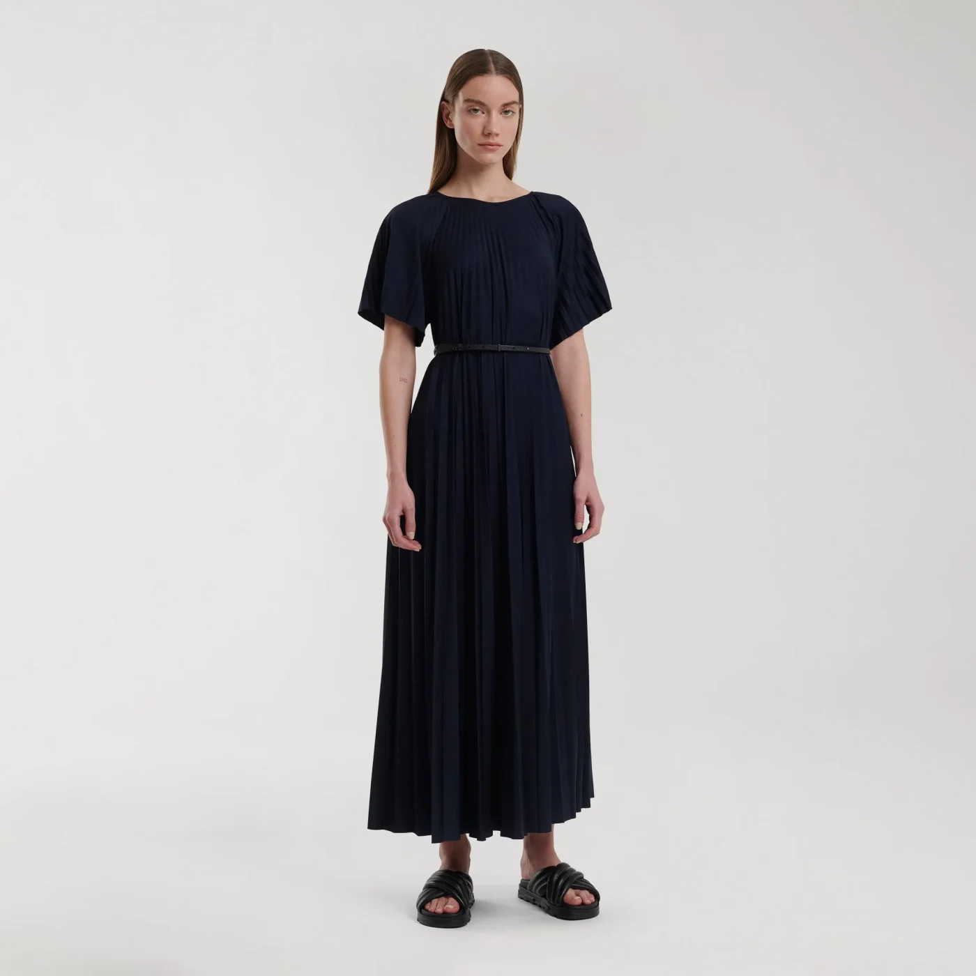 Robe plissée bleue