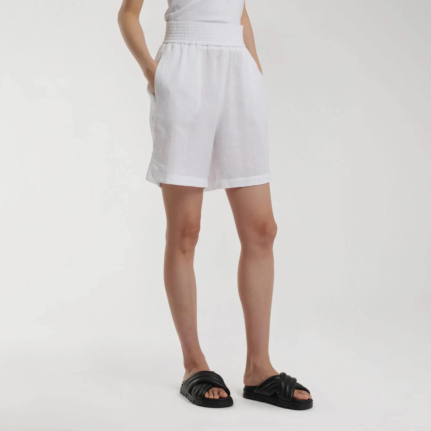 White Linen Shorts - Image 3