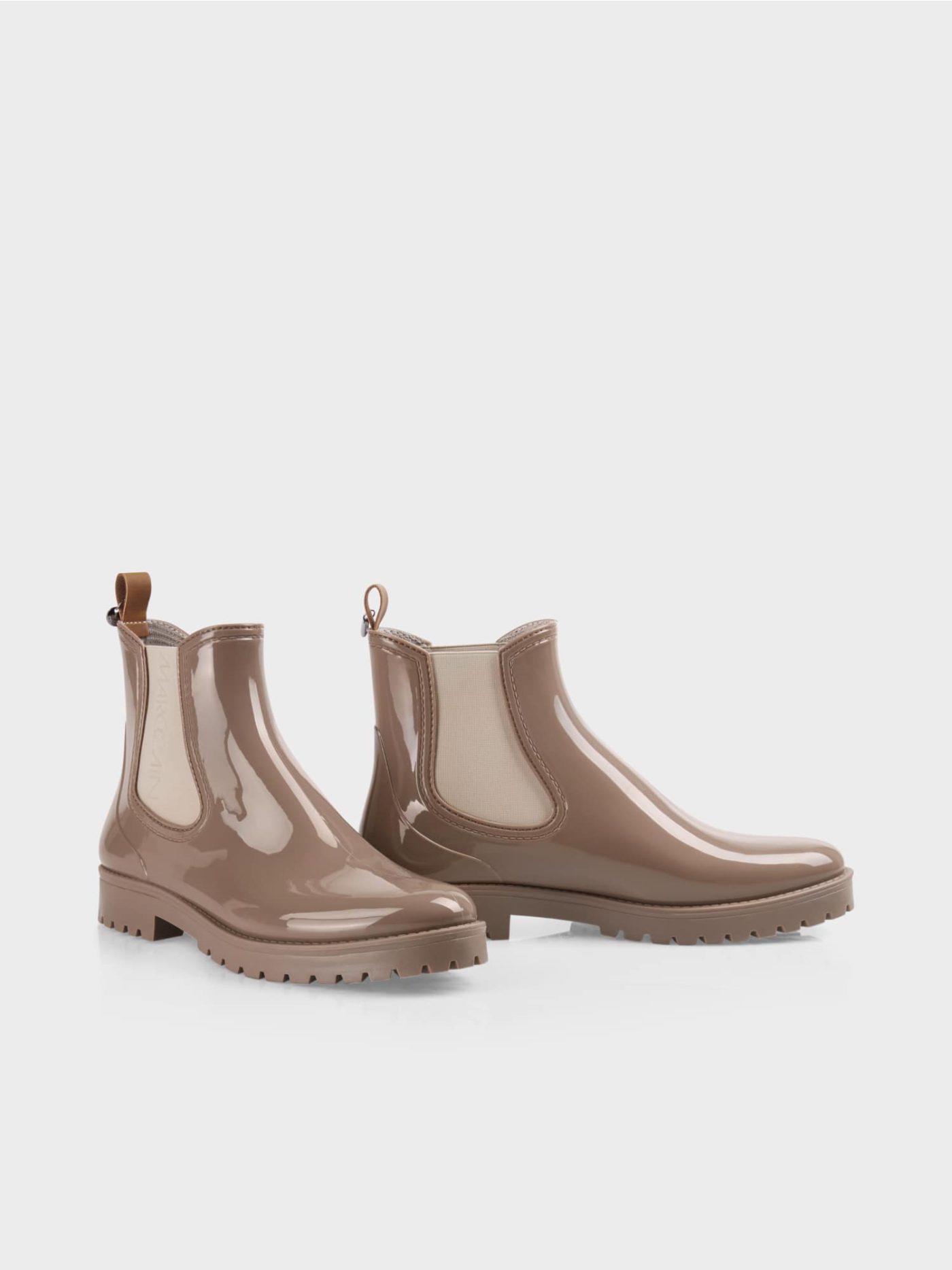 Desert Taupe Shiny Rubber Ankle Boots