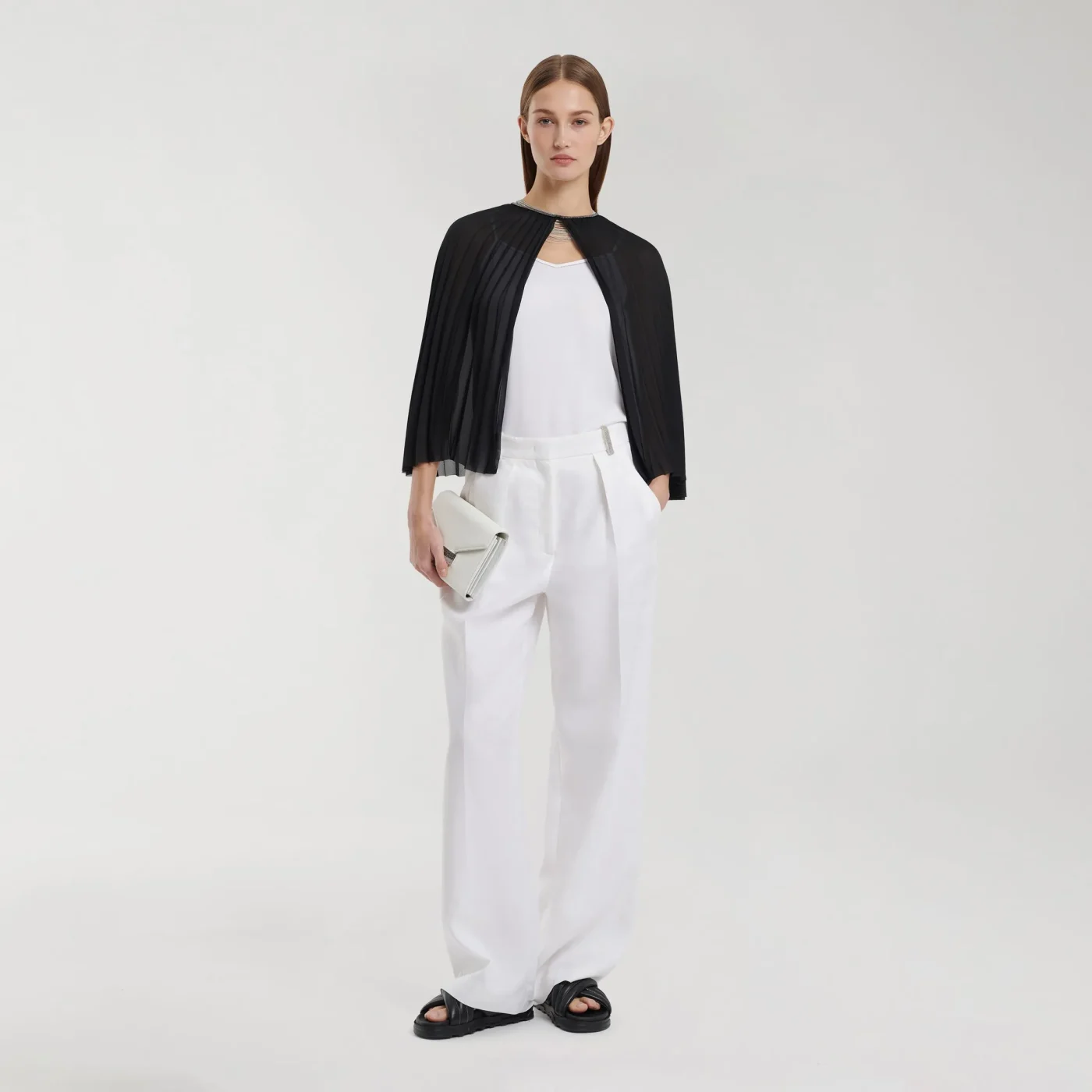 Pleaded Black Mini Cape - Image 3