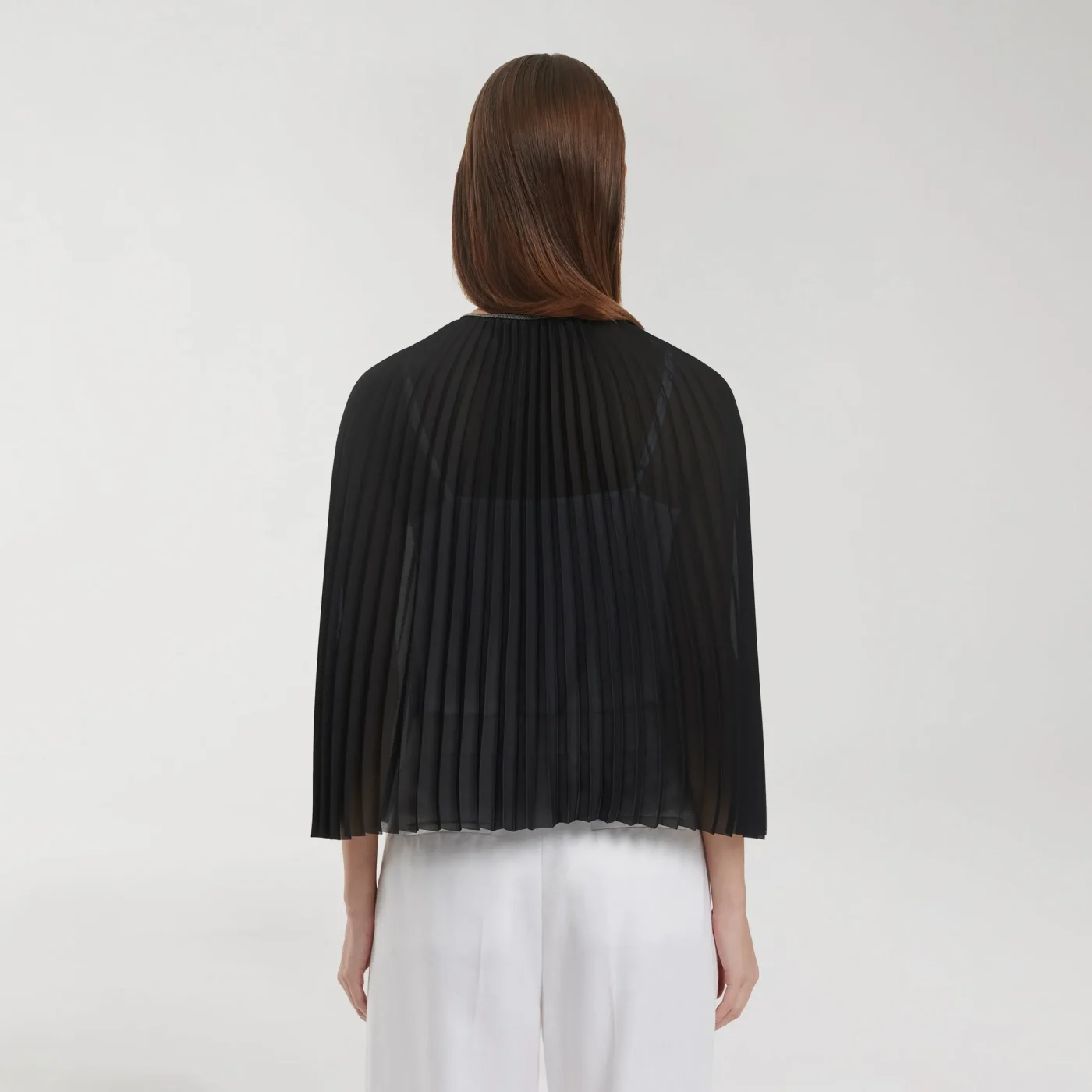 Pleaded Black Mini Cape - Image 4