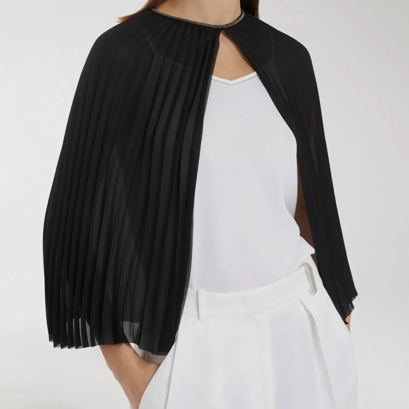 Pleaded Black Mini Cape - Image 5