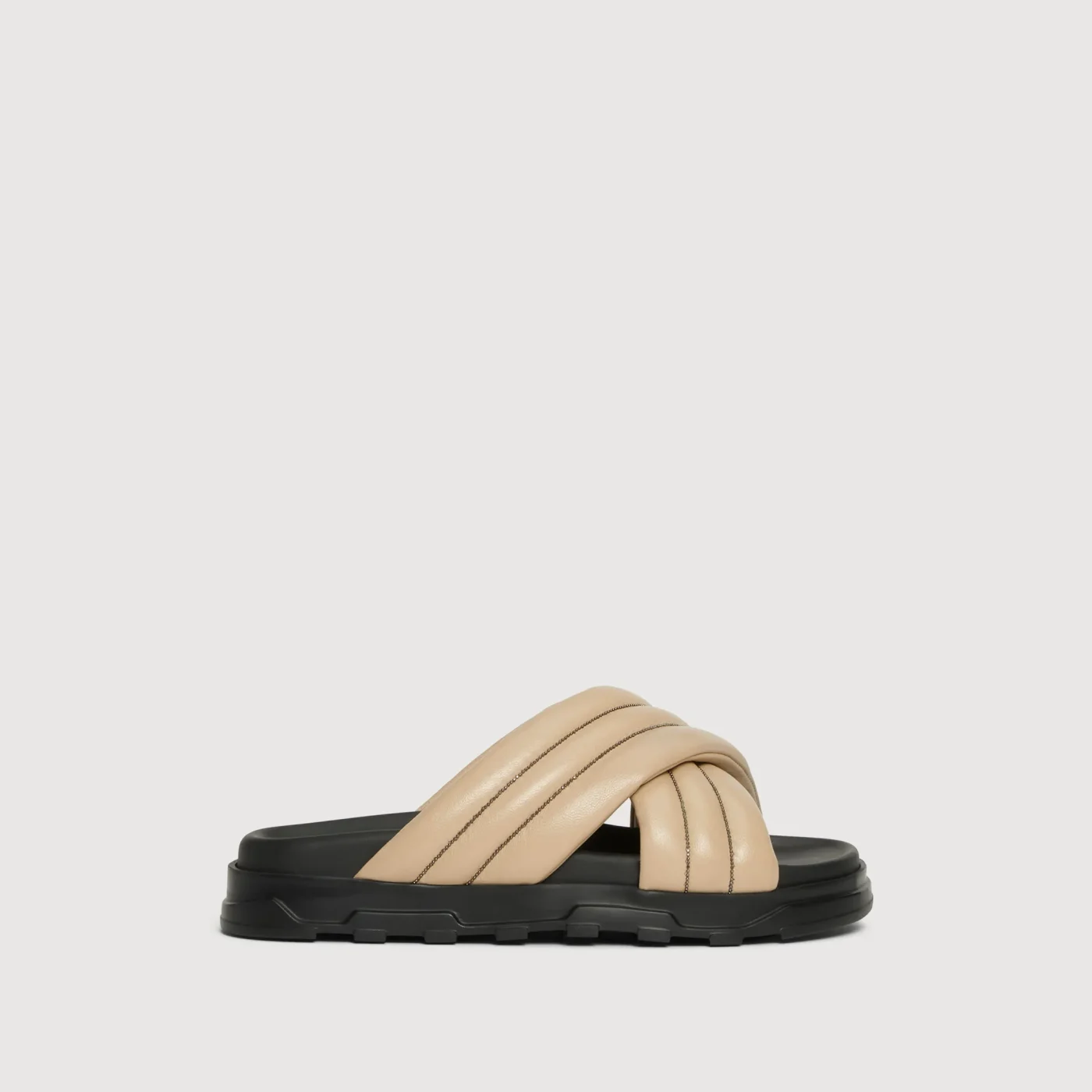Dove Grey Leather Sandals - Image 2