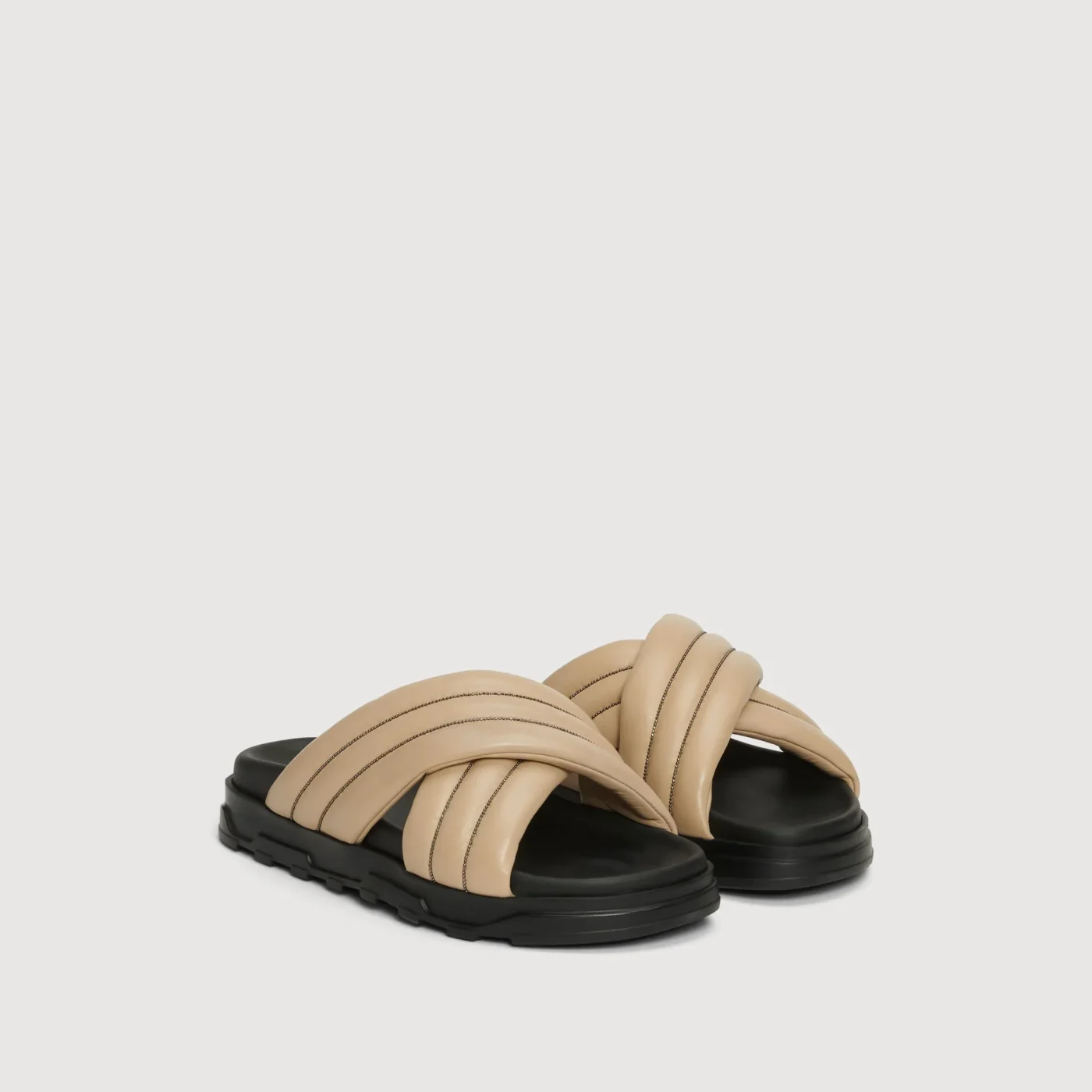 Dove Grey Leather Sandals
