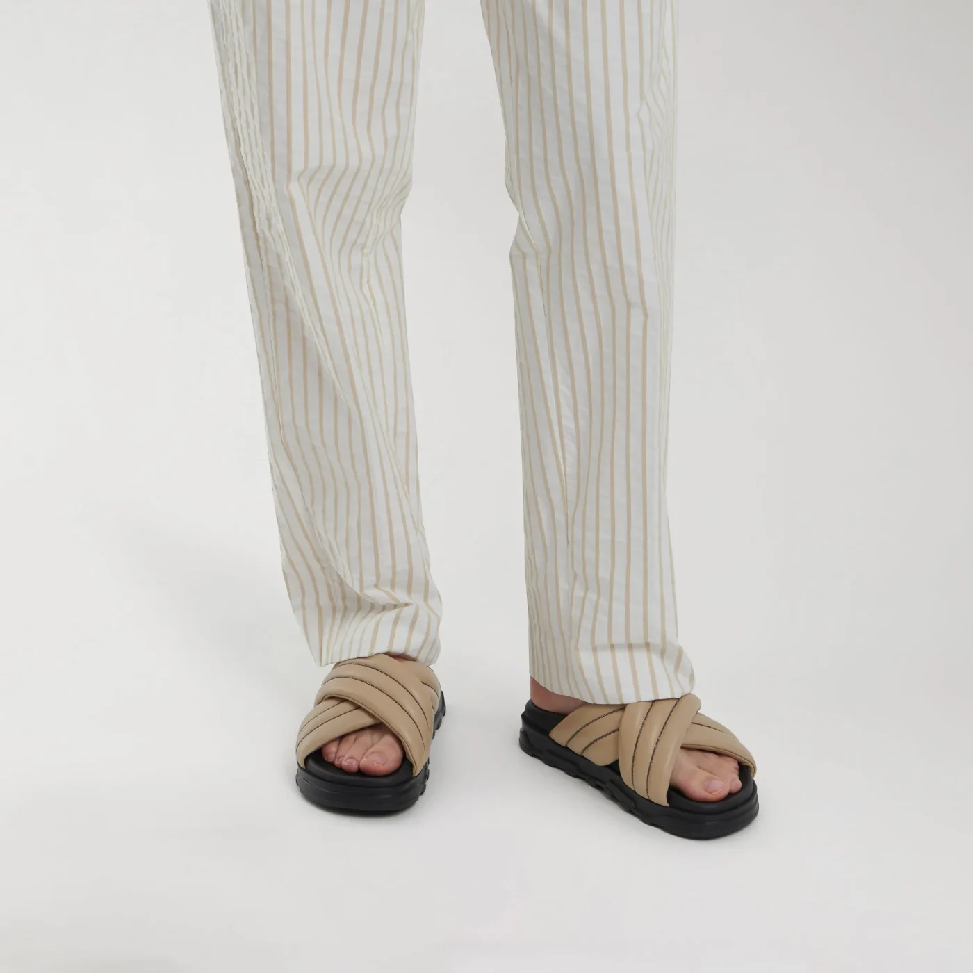 Dove Grey Leather Sandals - Image 5