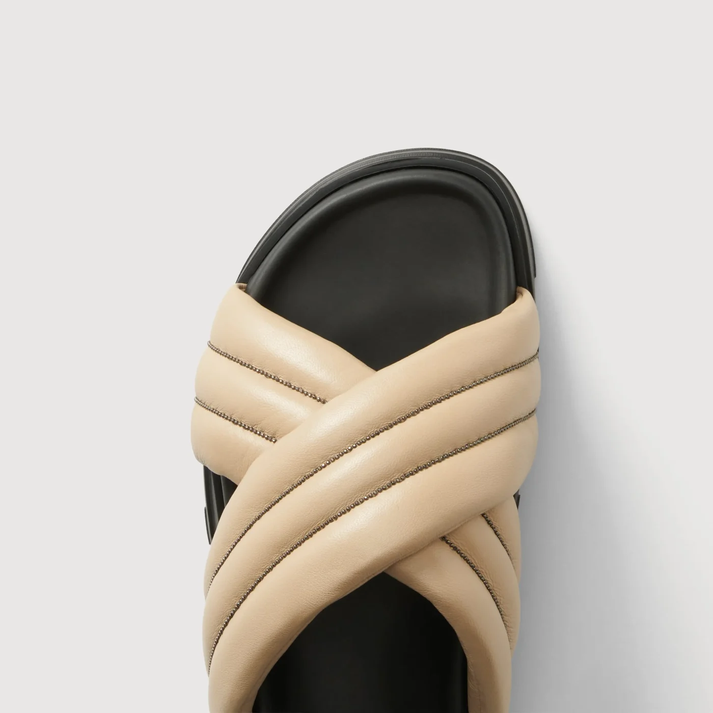 Dove Grey Leather Sandals - Image 4