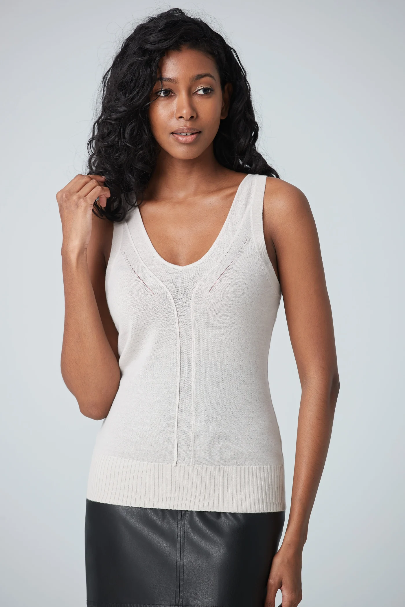 Camisole en mélange de laine mérinos