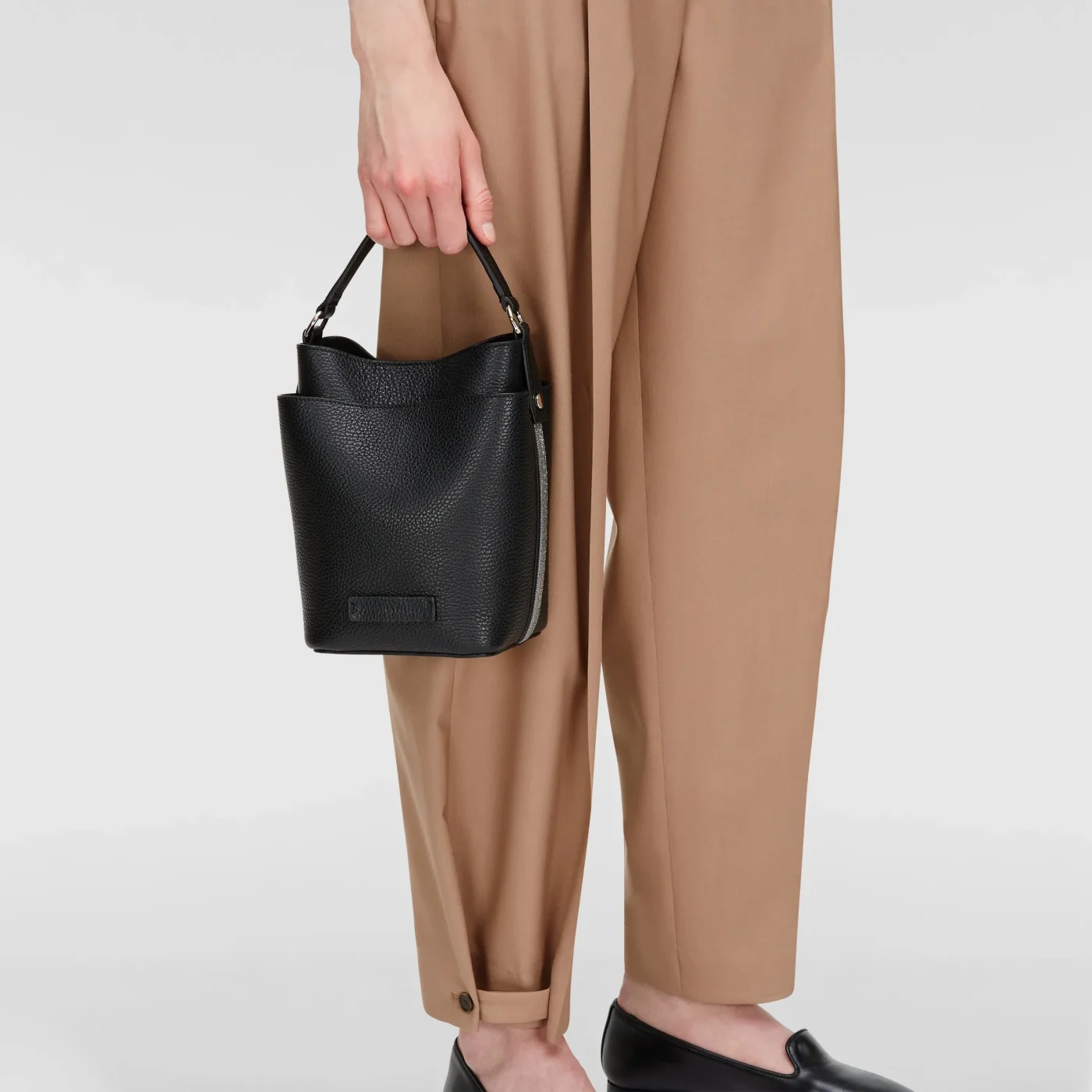 Leather bucket bag, black - Image 4